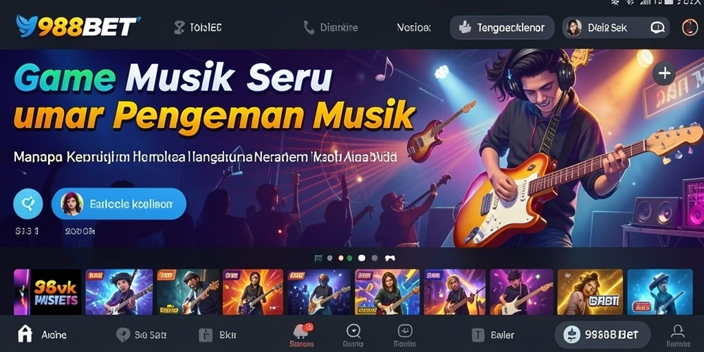 Tampilan permainan 988BET dengan berbagai genre musik dan tantangan seru.
