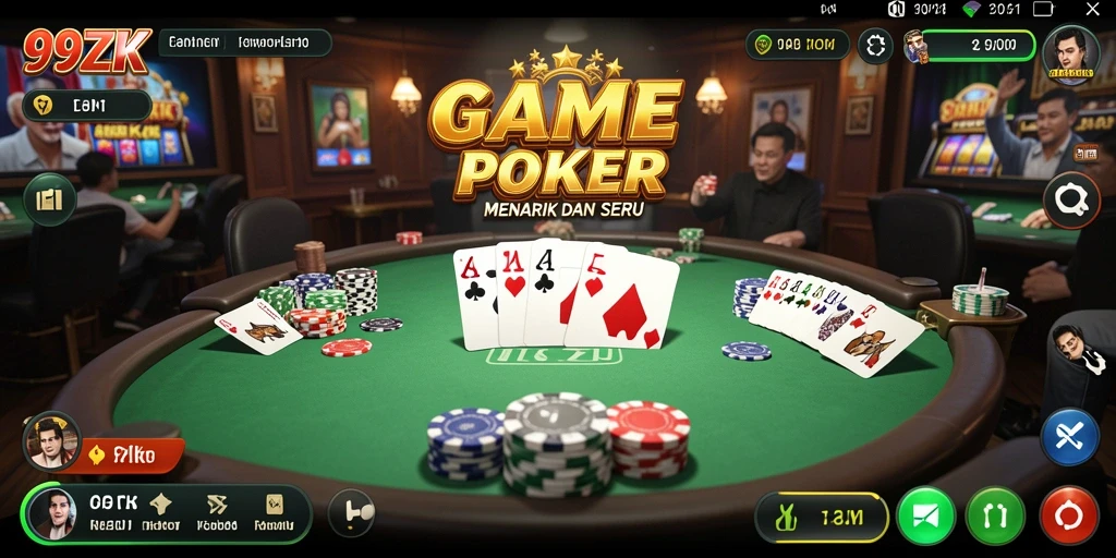Screenshot gameplay Poker yang mendebarkan di 99ZK.