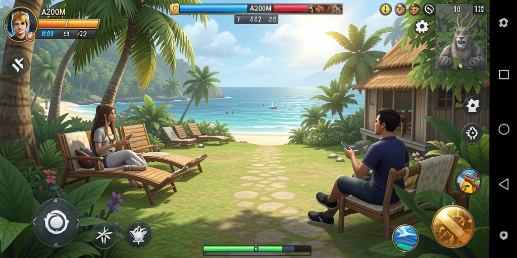 Screenshot A200M menampilkan gameplay santai yang menghibur.