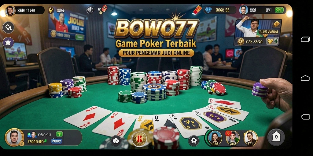 Tangkapan layar menunjukkan pemain sedang asyik bermain Poker di BOWO77.