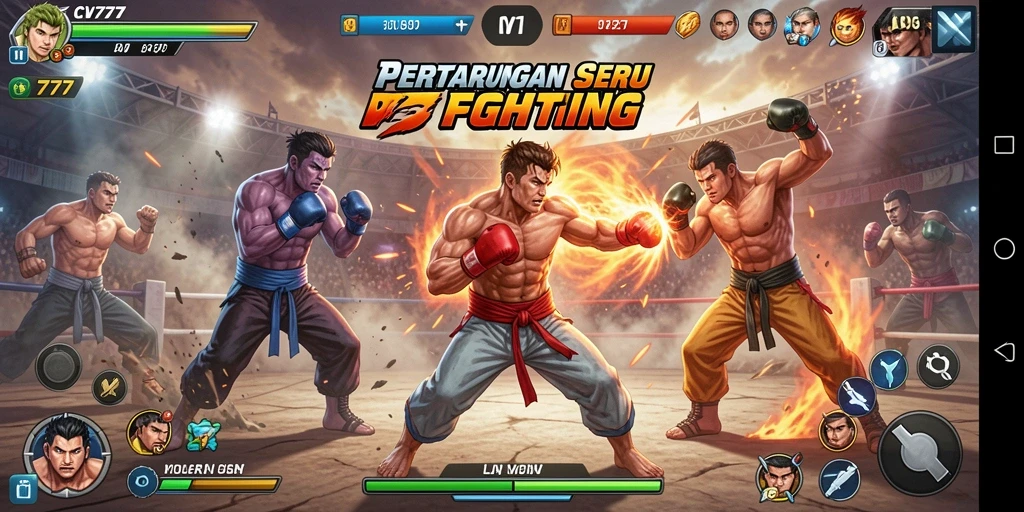 Screenshot gameplay CV777 menampilkan aksi seru pertarungan.
