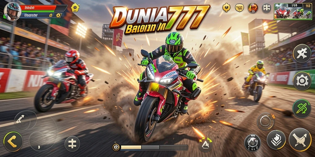 Tampilan menegangkan dari balapan motor di DUNIA777.