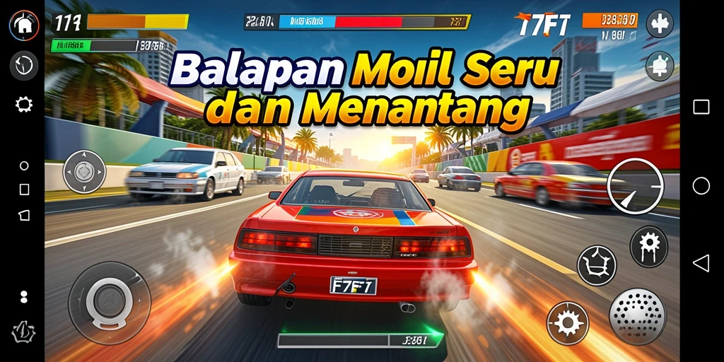 Tampilan gameplay balapan mobil yang mendebarkan di F7F7.