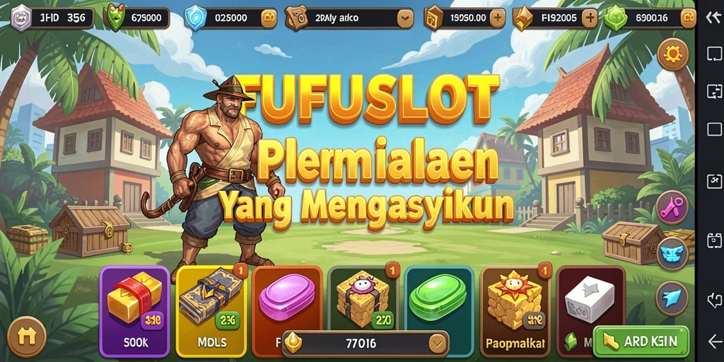 Tampilan gameplay utama FUFUSLOT yang menampilkan karakter dalam aksi Idle.