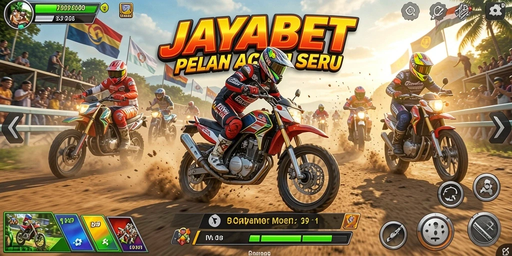 Tampilan gameplay JAYABET yang seru dan mendebarkan saat balapan motor.