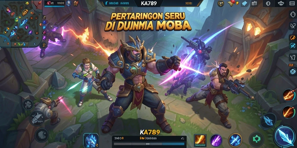 Tangkapan layar menampilkan pertarungan seru dalam game MOBA KA789.