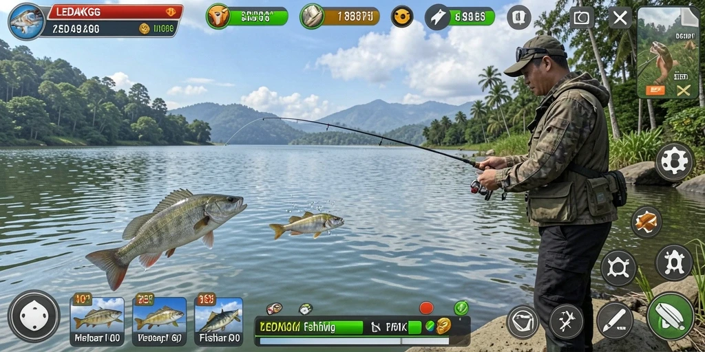 Tangkapan ikan spektakuler dalam gameplay LEDAKGG.