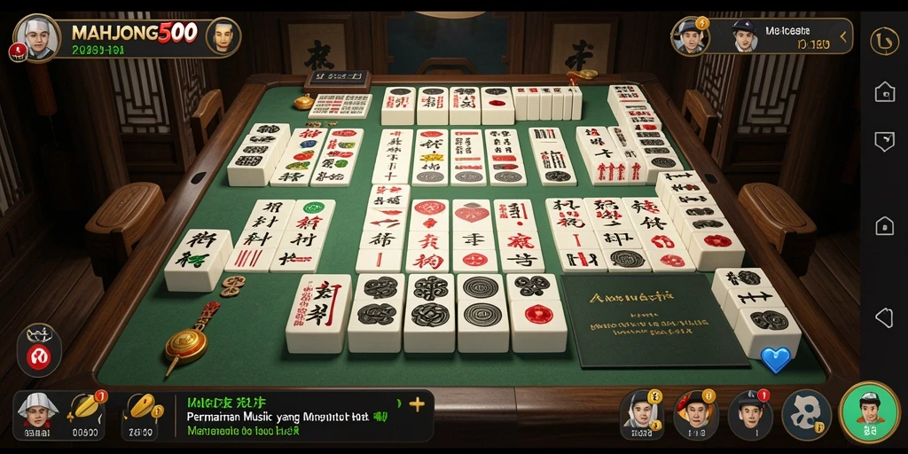 Tangkapan layar MAHJONG500 menunjukkan gameplay mendebarkan dengan melodi yang memikat.