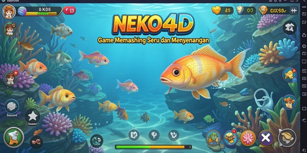 Tangkapan layar gameplay NEKO4D yang menampilkan aksi memancing seru.