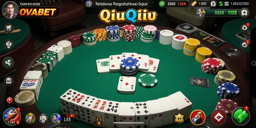 Tangkapan layar gameplay QiuQiu yang menegangkan di OVABET.