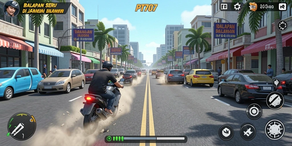 Gameplay balapan yang intens dan grafis menawan di PT707.