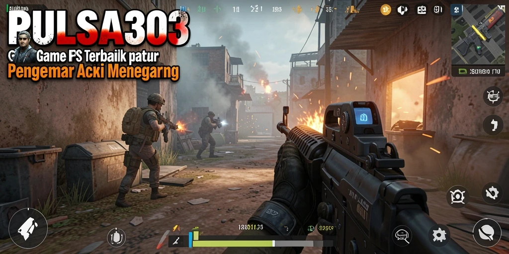 Screenshot menampilkan aksi intens dari gameplay FPS PULSA303.